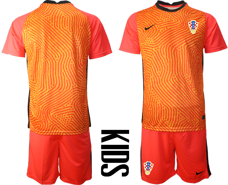 Youth 2021 European Cup Croatia red goalkeeper Soccer Jersey->croatia jersey->Soccer Country Jersey